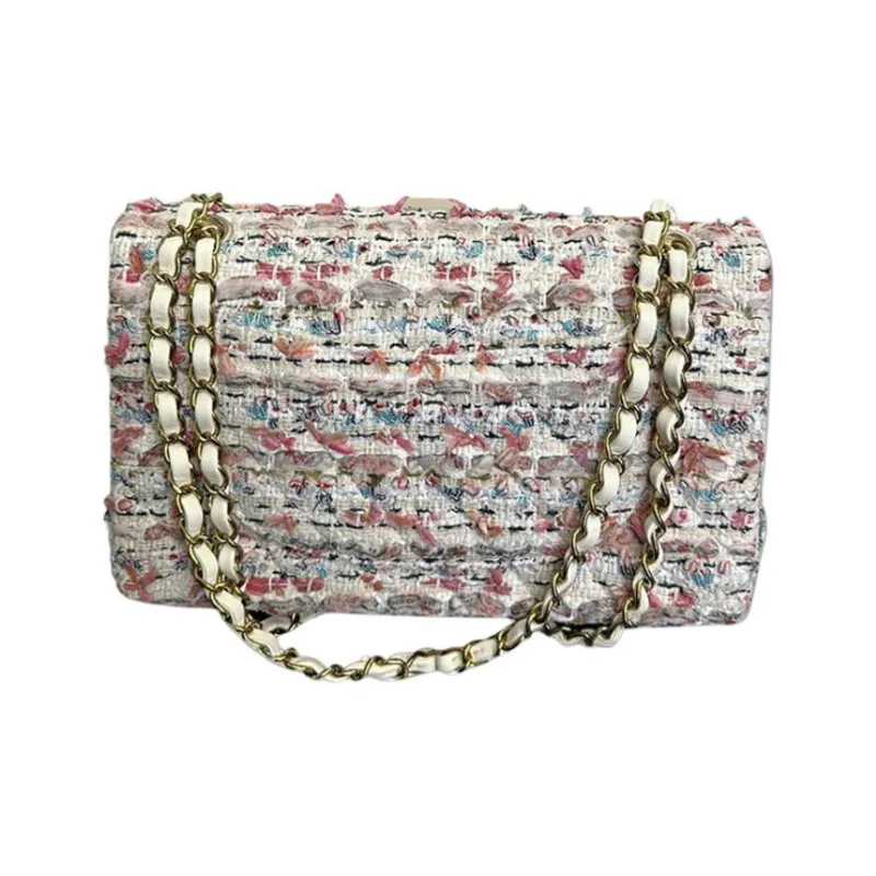 CHANEL Classic Flap CF Cotton Tweed Shoulder Bag, Crossbody Bag Women's Multicolor-1