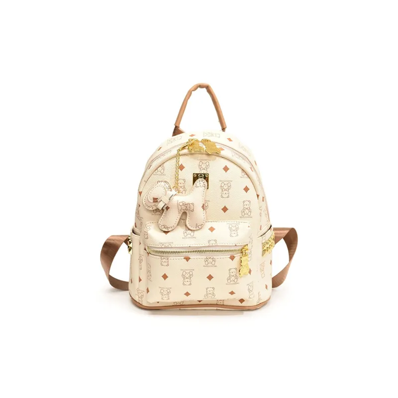 RIVMIND PU Backpack Women's Black & White/Ecru/Black/Pink/Brown-30