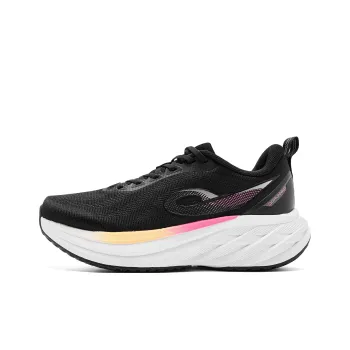 QIAODAN Cushioning, Slip Resistant, And Abrasion Resistant Low Top Casual Running Shoes Women's Black Orange