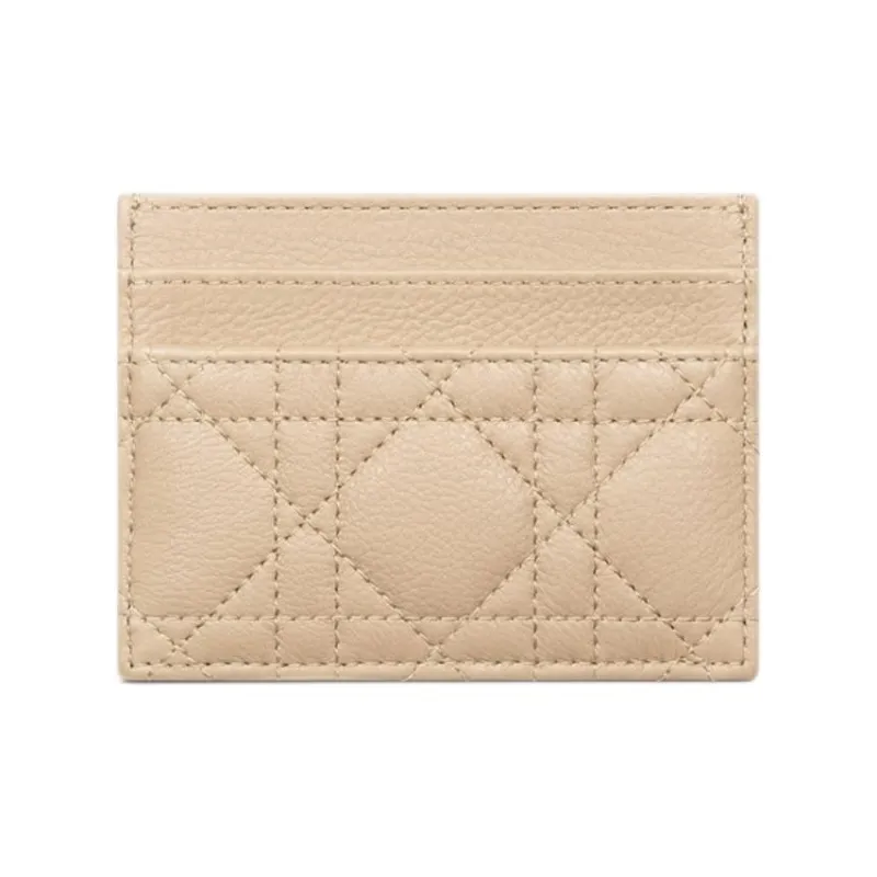 DIOR Calfskin Card Holder Women's Pink Beige-1