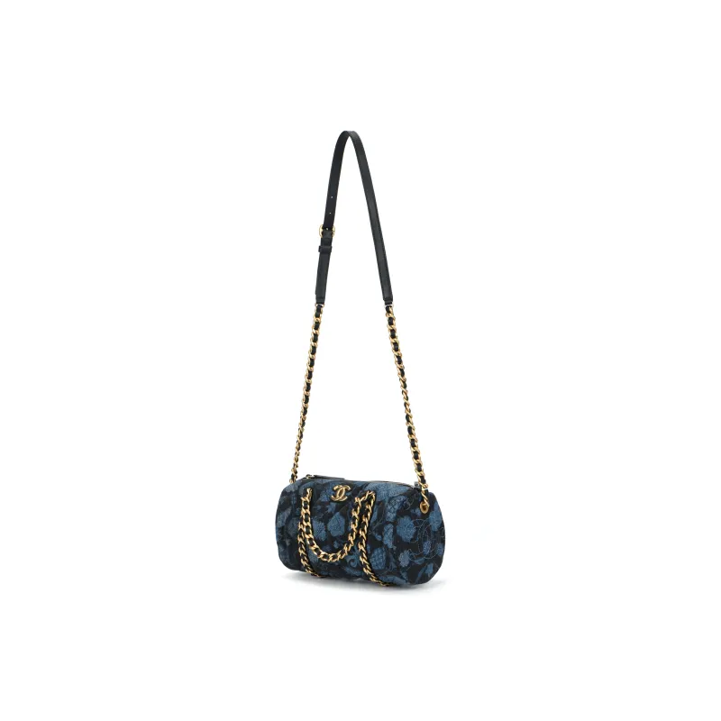 CHANEL Denim Bowling Bag, Shoulder Bag, Crossbody Bag, Handbag Women's Charcoal Black & Blue-1
