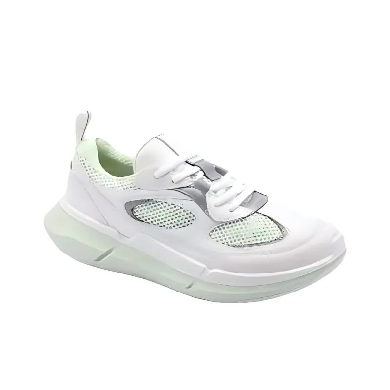 Ecco Low Top Casual Shoes Women's White Green-1