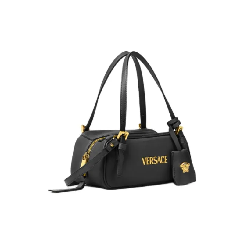 VERSACE Tag Lambskin Bowling Bag, Shoulder Bag, Handbag Mini Women's Black-1