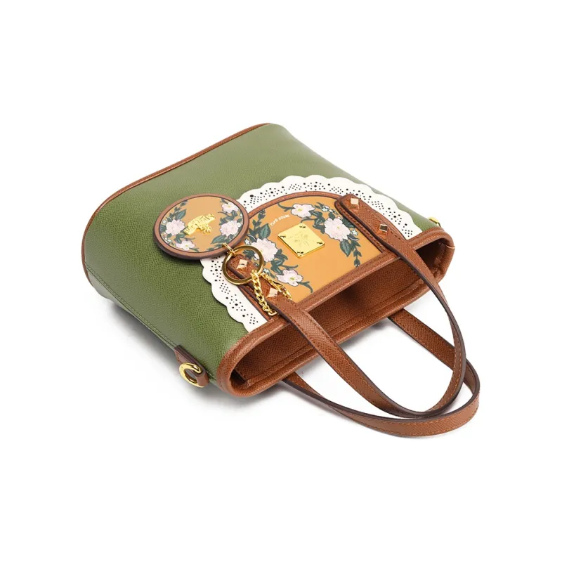 MISS GAIL Synthetic Leather Handbag Regular Women's Green/Yellow-2