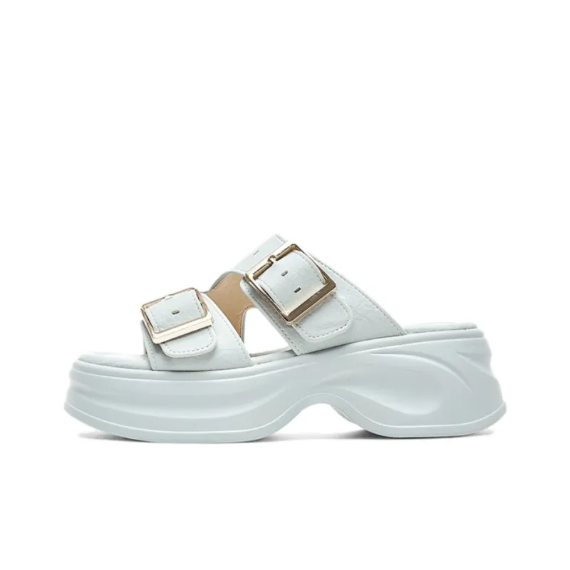 AGSDON Slide Slippers Women's Beige/Blue-7