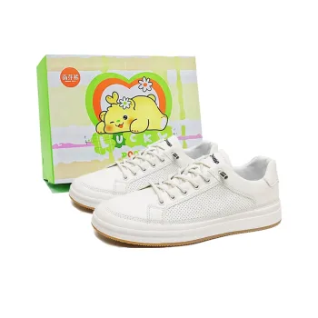 Budding Bear Skateboard Shoes Men Low Top White/White Apricot