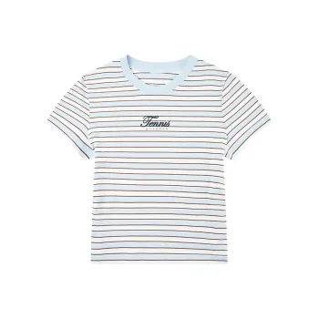 QIAODAN Sports Life Collection T Shirt Women's Morning Blue Background/Jordan White