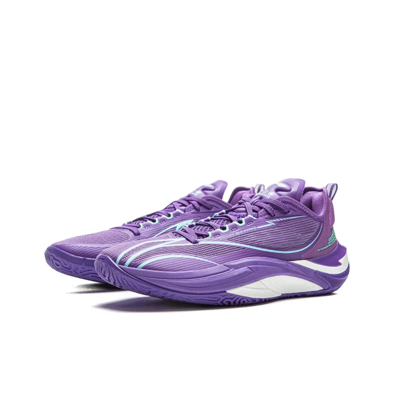 LiNing Cushioning, Slip Resistant, Abrasion Resistant, Rebound Grip Low Top Basketball Shoes Men's Zircon Purple-2