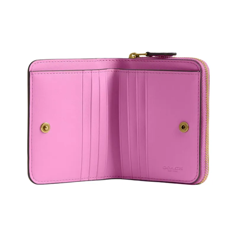 COACH Essential Polished Pebbled Leather Wallet Mini Women's Fuchsia-3