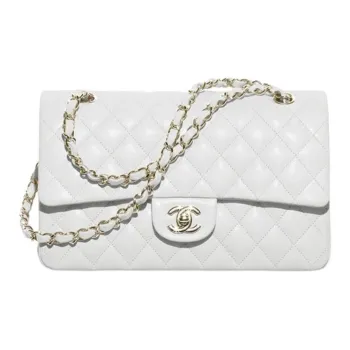 CHANEL Classic Flap CF Calfskin Crossbody Bag Shoulder Bag Women's White