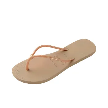 Havaianas Rubber Sole Abrasion Resistant Slip Resistant Flip Flops Women's Gold