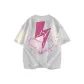 White Heather Gray with Pink Print