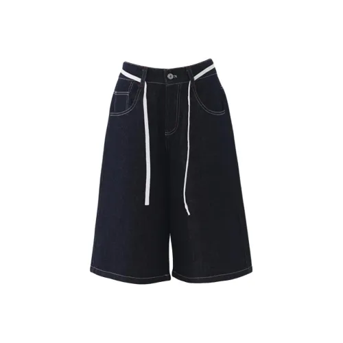 Poyz Denim Shorts Women's Dark Blue Capri Pants
