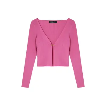 VERSACE Safety Pin Ribbed knit Cardigan