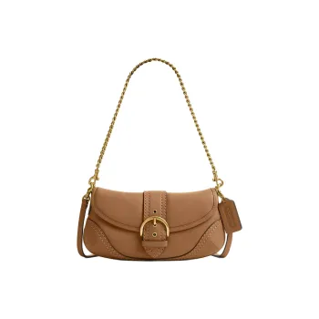 COACH Soho Leather Shoulder Bag Medium Size Women's Brown