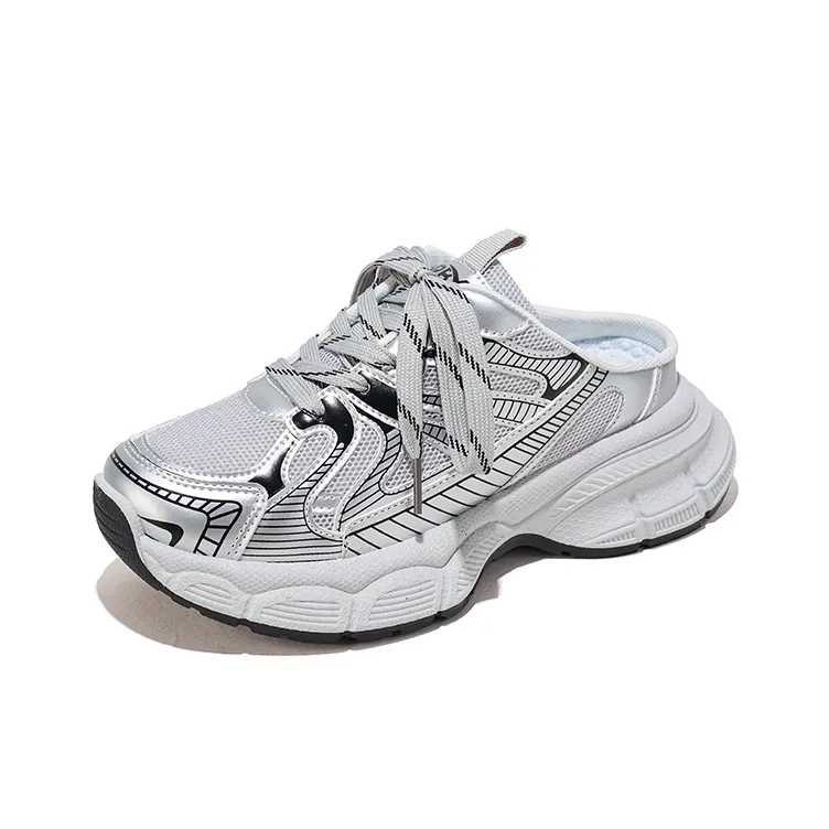 RENBEN Slip Resistant Abrasion Resistant Closed Toe Slippers Women's Silver Black-1