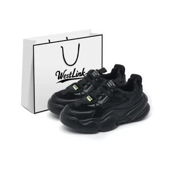 WESTLINK Balance Lightweight Height Increasing Low Top Chunky Sneakers Women's Black
