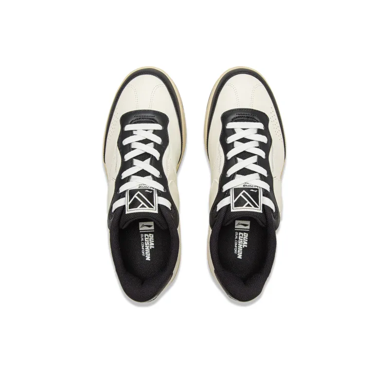 LiNing Slip Resistant, Abrasion Resistant, Breathable, Height Increasing Low Top Skateboard Shoes Unisex Black White-3