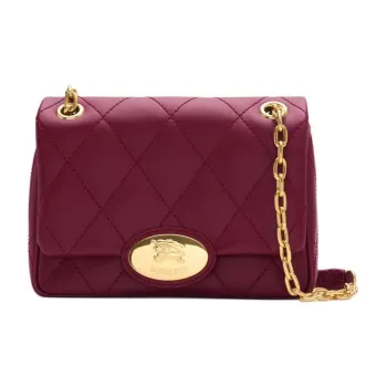 Burberry Cow Leather Shoulder Bag Trumpets Women's Red
