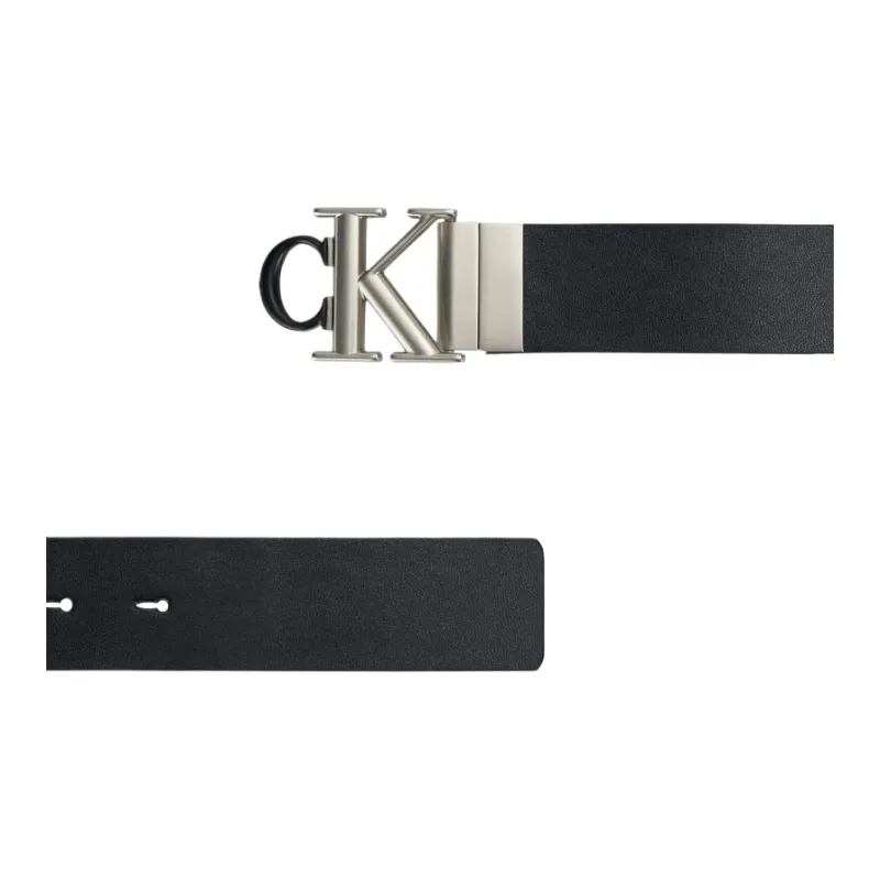 CALVIN KLEIN Synthetic Material Leather Belts Men's Space Black/Earth Brown 3.5cm-1
