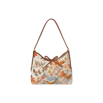 Perfect Styles Polyester Tote Bag, Shoulder Bag Large Size Women's Butterfly Loves Flower