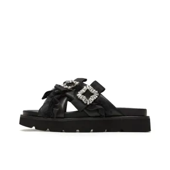 MILLIE'S Rubber Sole Rhinestone Quiet Slide Slippers Women's
