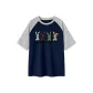 Navy Blue & White Heather Gray