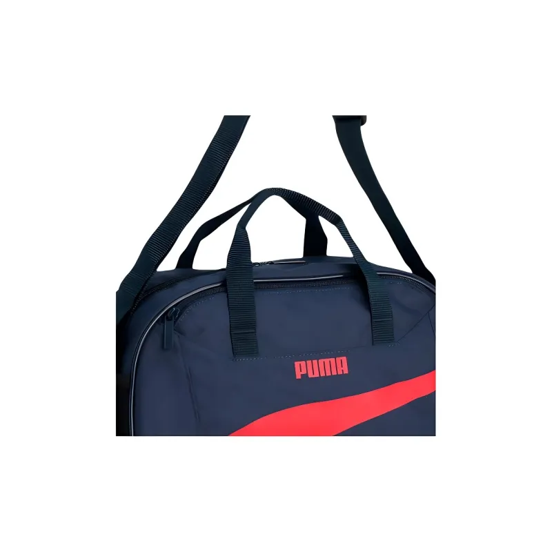 PUMA Polyester One Shoulder Crossbody Portable Gym Bag Medium Size Unisex Marine Blue & Red-4