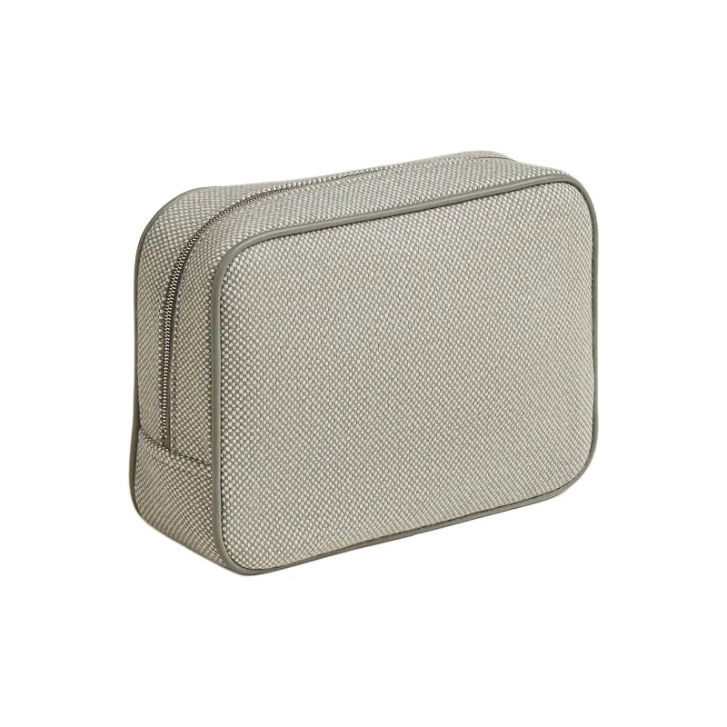 HERMES Merino Wool Travel Storage Bag Trumpets Unisex 05 Argente Silver-1