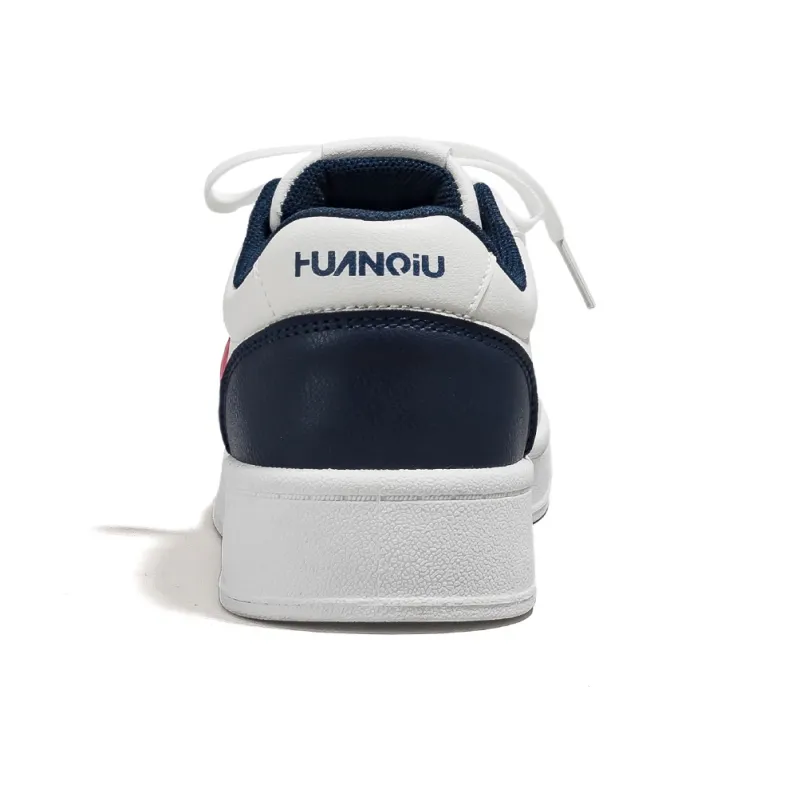 HUANQIU Slip Resistant Cushioning And Breathable Low Top Skateboard Shoes Women's White Blue Red-3