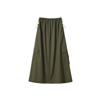 AMII Casual Long Skirts Women's Army Green