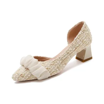 MCKP Chunky Heel High Heels Women's Apricot