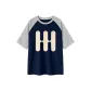 Navy Blue & White Heather Gray