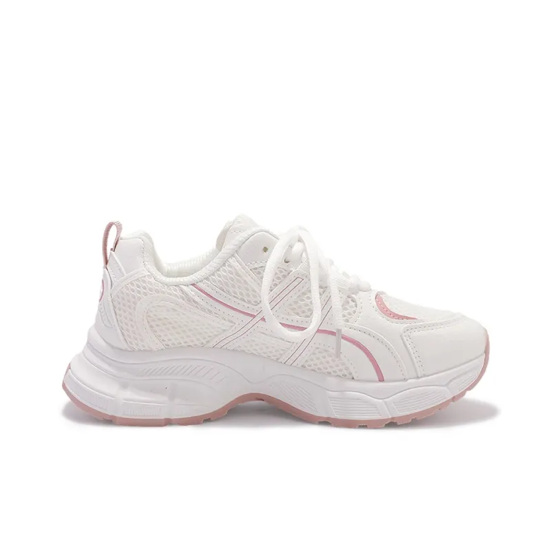 SNXR Low Top Chunky Sneakers Women's White Pink-2