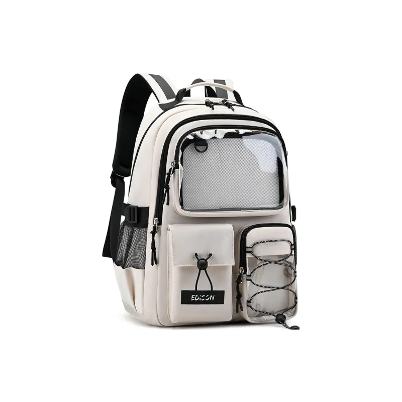 EDISON Nylon Backpack Unisex Black/Ecru-7
