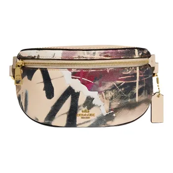 COACH MINT+SERF Collaboration Bethany Glossy Pebbled Leather Fanny Pack Small Size Women's Ivory White