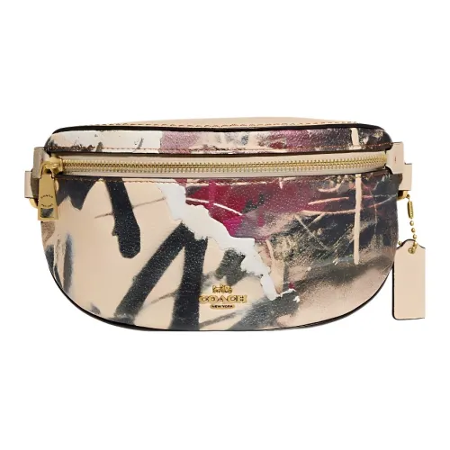 COACH MINT+SERF Collaboration Bethany Glossy Pebbled Leather Fanny Pack Small Size Women's Ivory White