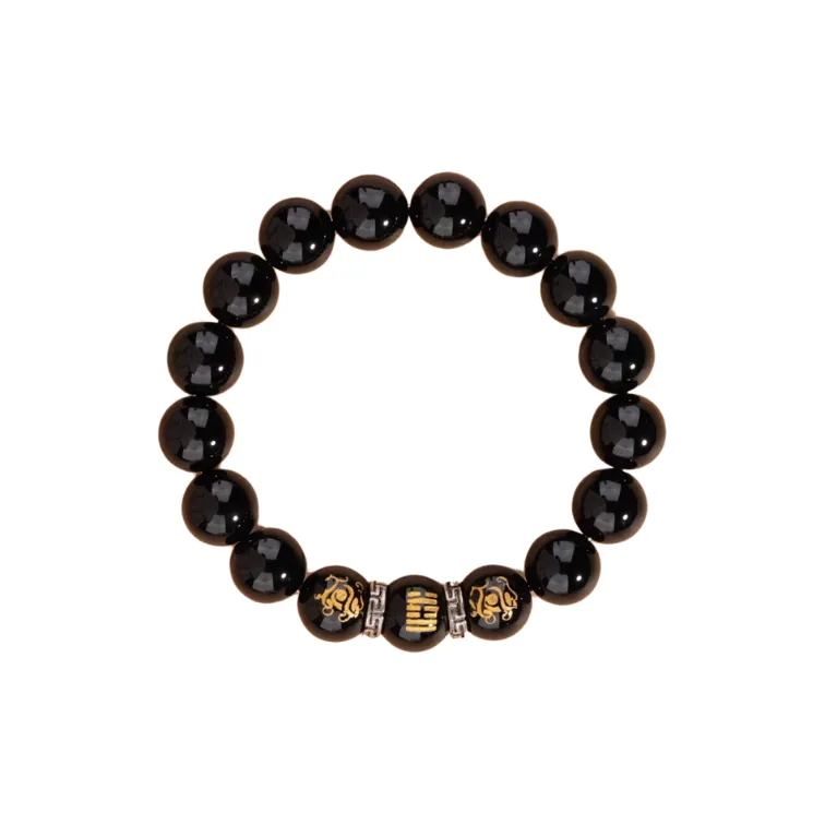 JINGCHENGGOU Natural Obsidian Bracelets Unisex-0