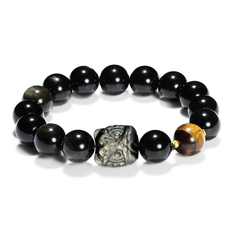 PUTUOSHANWENCHUANG Obsidian Jade Bracelets Unisex-0