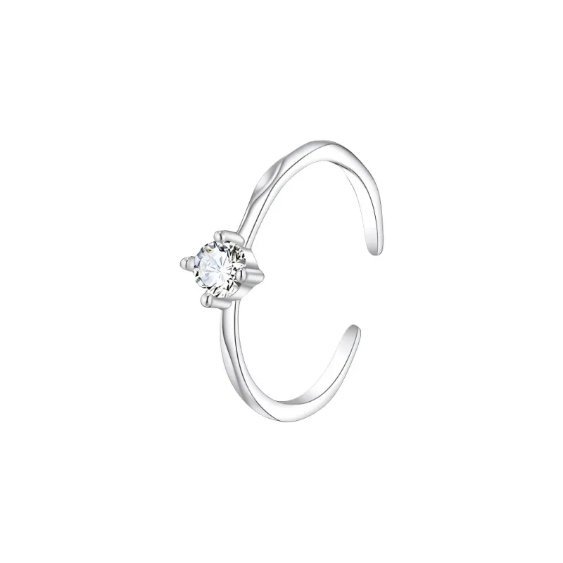 Barbie S925 Silver Couple Rings Ring Unisex Silver Gift Box Set-6