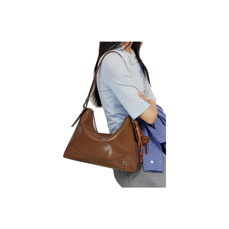 MCMIKO Cow Leather Shoulder Bag Medium Size Women's Effortless Brown-4