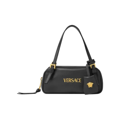 VERSACE Tag Lambskin Bowling Bag, Shoulder Bag, Handbag Mini Women's Black