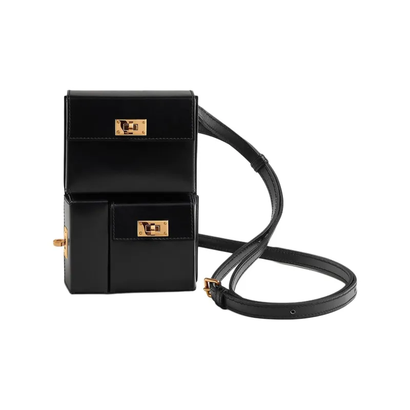 HERMES Kelly Box Calfskin Crossbody Bag, Shoulder Bag Unisex 89 Noir Black-0