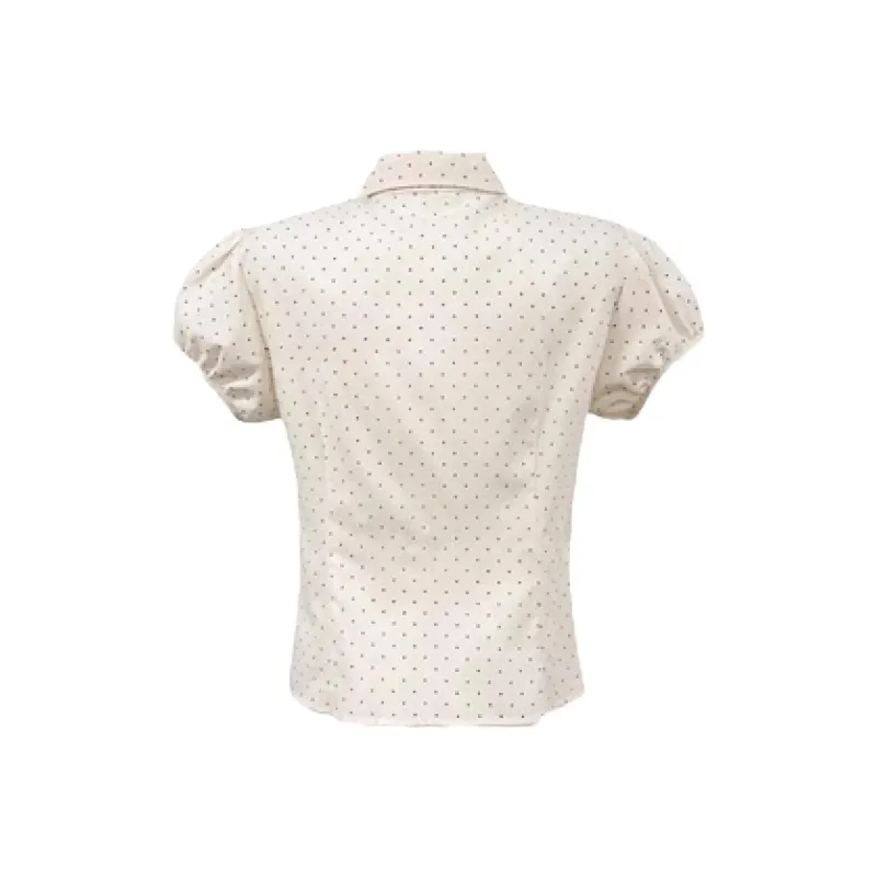 SLEEP AT 11 Shirts Women's Beige Polka Dot Shirt-1