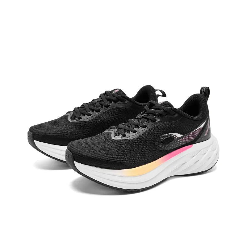 QIAODAN Cushioning, Slip Resistant, And Abrasion Resistant Low Top Casual Running Shoes Women's Black Orange-2