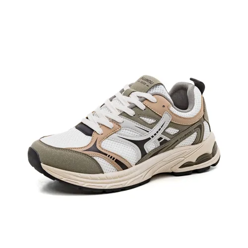 HUANQIU Cushioning Slip Resistant Height Increasing Low Top Casual Shoes Men's Khaki Green