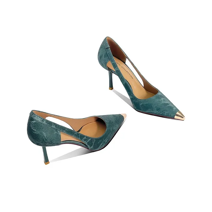 Lan Miao Slim Heel High Heels Women's Green-3