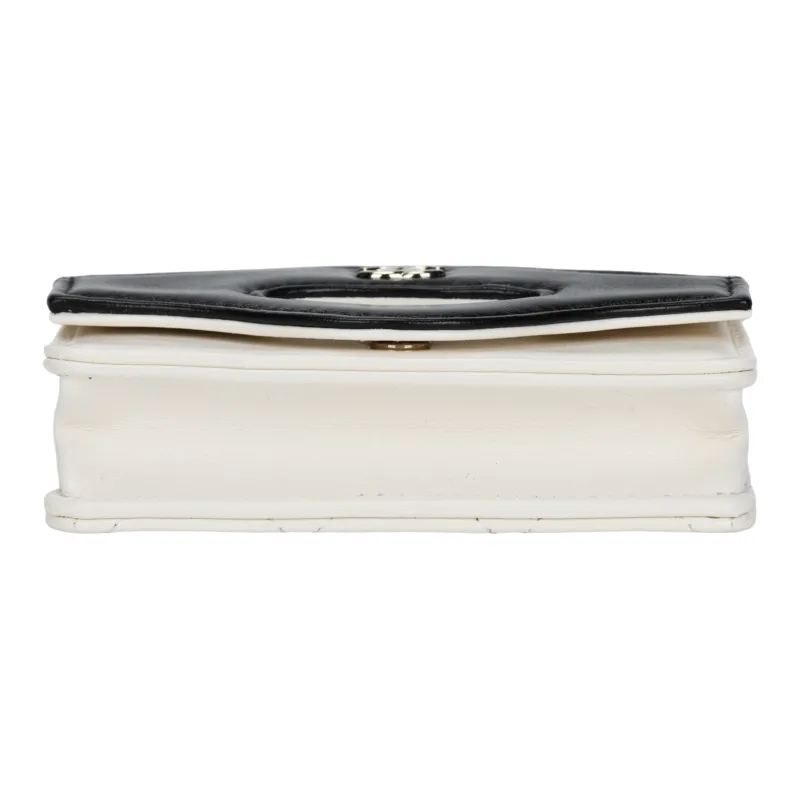 CHANEL Leather Wallet Women's White & Black-3