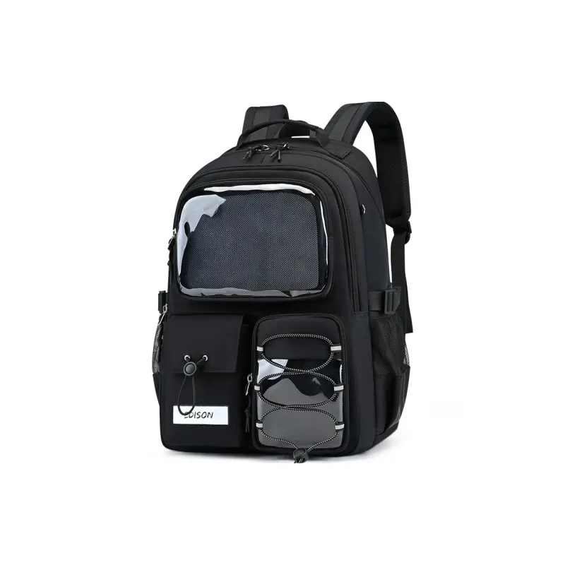 EDISON Nylon Backpack Unisex Black/Ecru-1