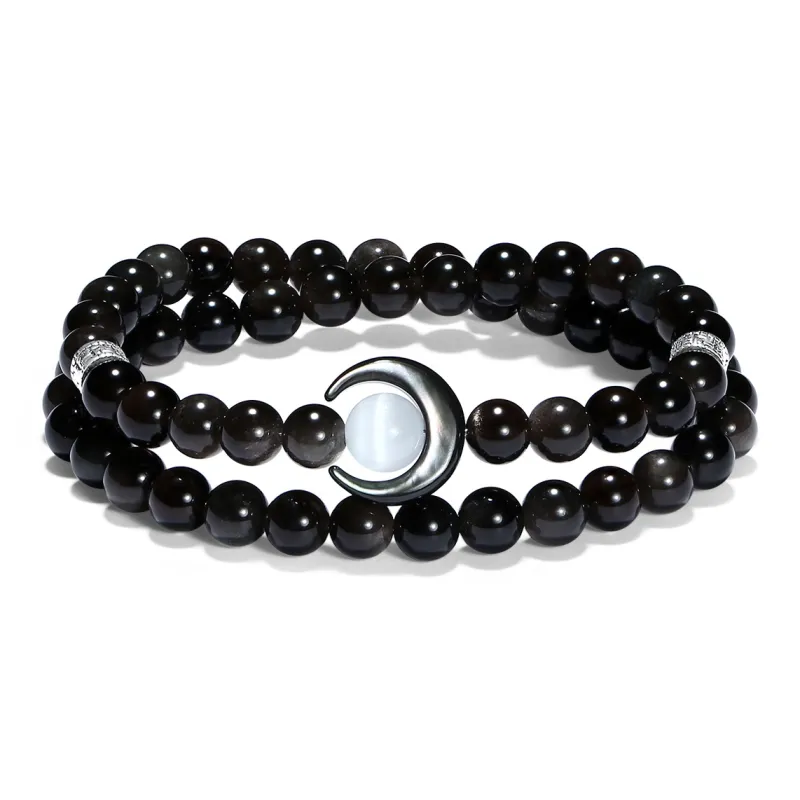 PUTUOSHANWENCHUANG Obsidian Bracelets Unisex-0